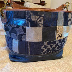 Coach Indigo Denim Patchwork Hobo B063 10003 EUC
